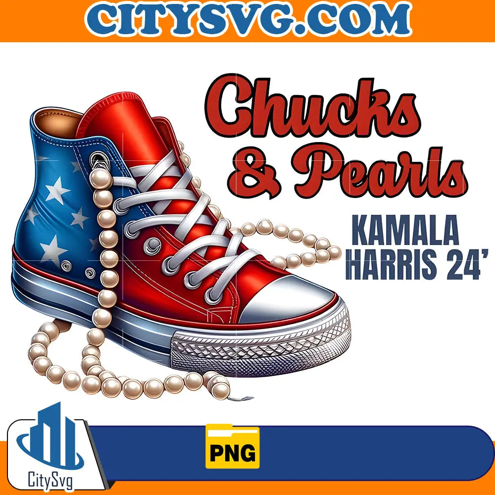 Chucks and Pearls Kamala Harris 2024 Png CitySvg
