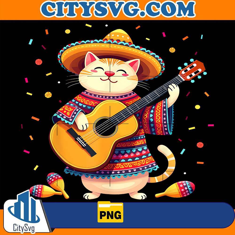 Cinco-De-Mayo-Guitar-Cat-Mexican-Sombrero-Png
