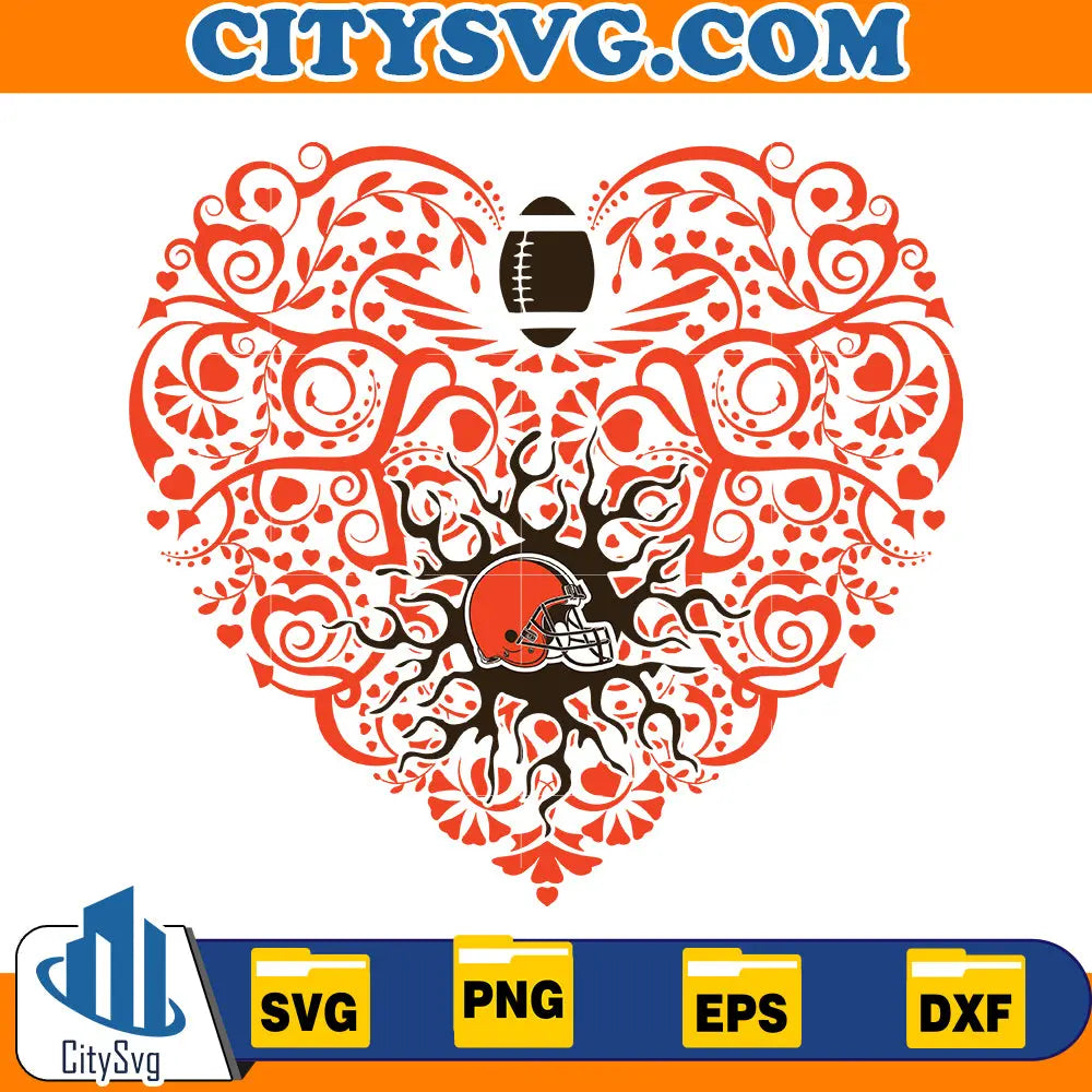 Heart Cleveland Browns Svg CitySvg
