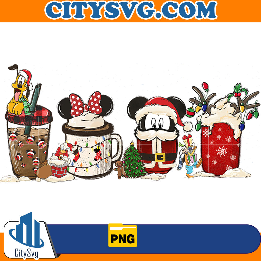 Mickey & Friends Christmas Coffee Png CitySvg