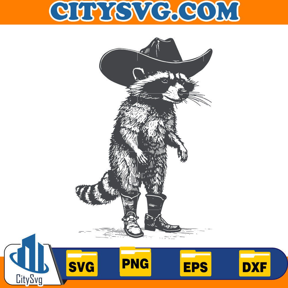 Cowboy Racoon Svg CitySvg