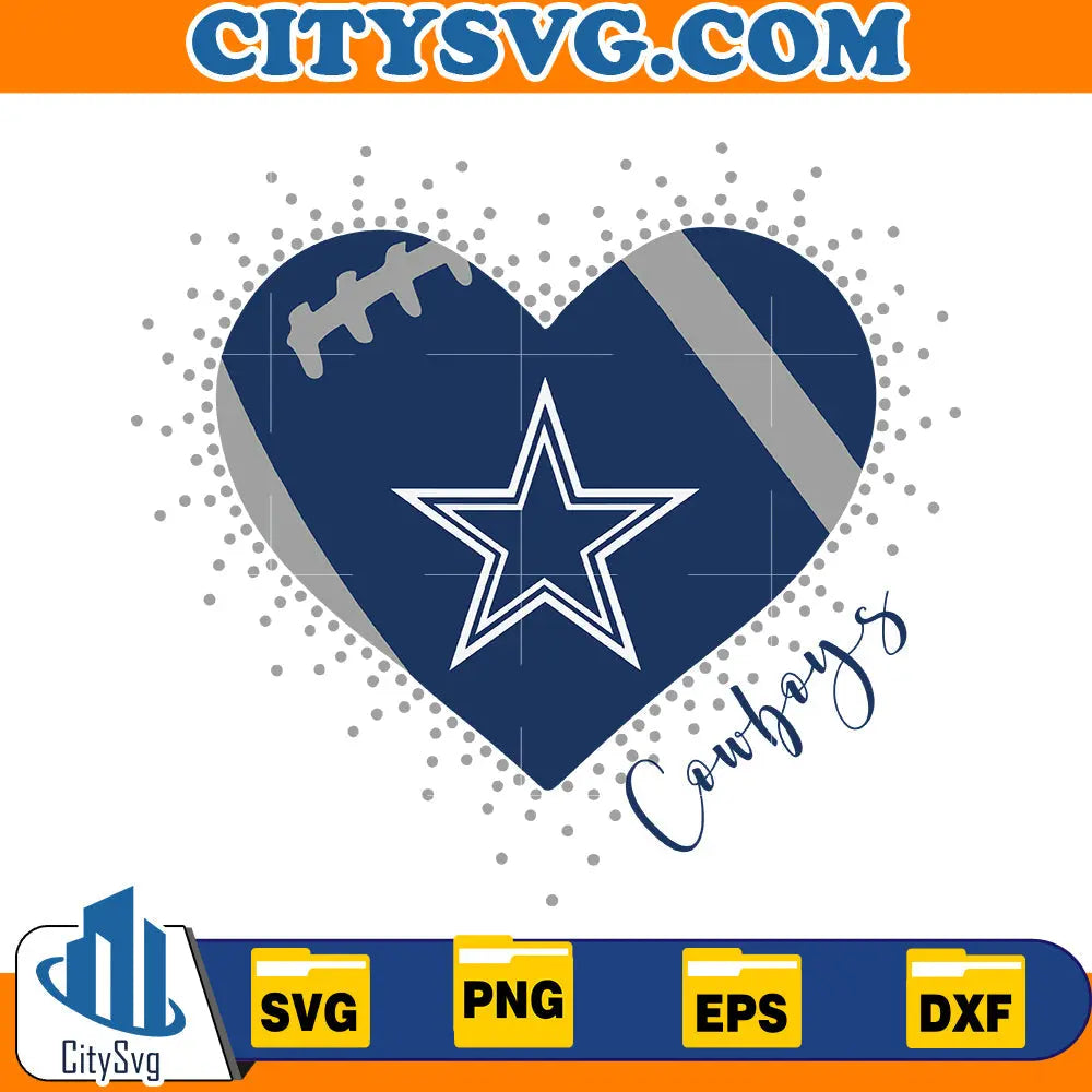 Heart Dallas cowboys Svg CitySvg