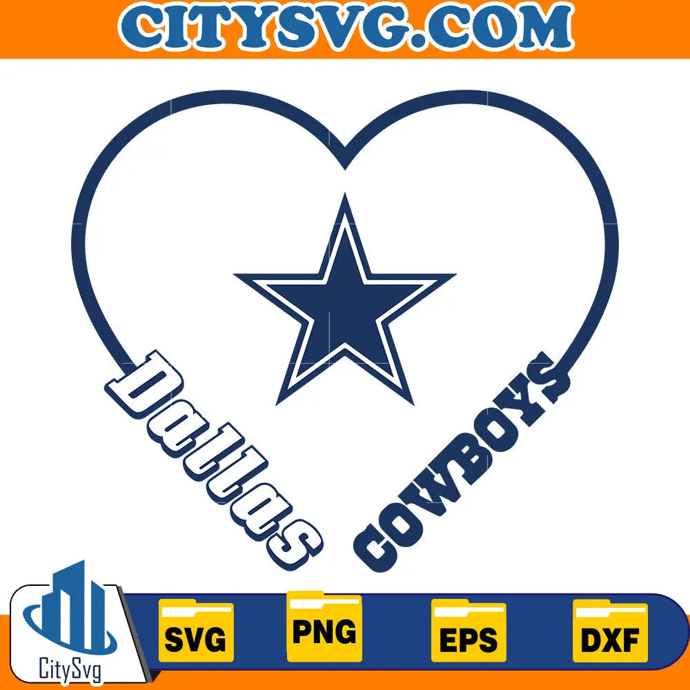Heart Dallas cowboys Svg CitySvg