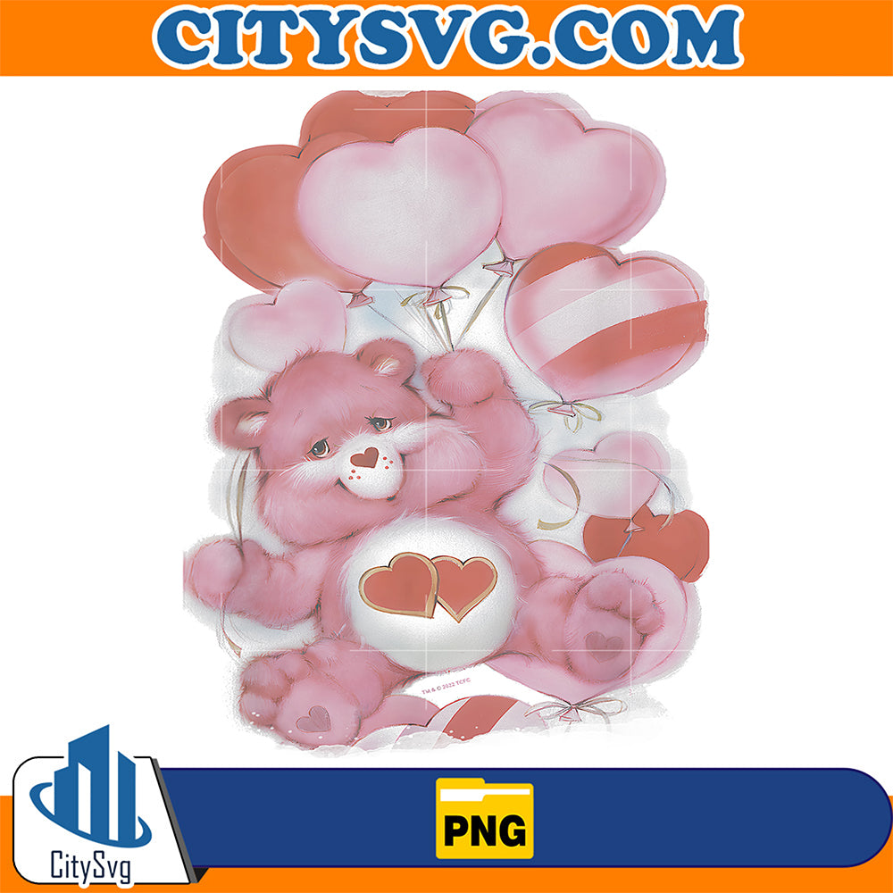 Cute Valentine Bear With Hearts Png, Pink Teddy Bear Love Balloons Png, Watercolor Valentine Bear Png CitySvg