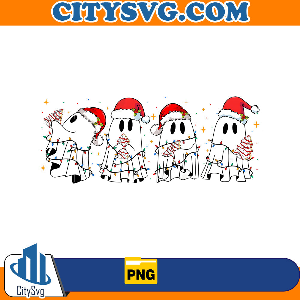 Cute Christmas Ghost Tree Cake Png CitySvg