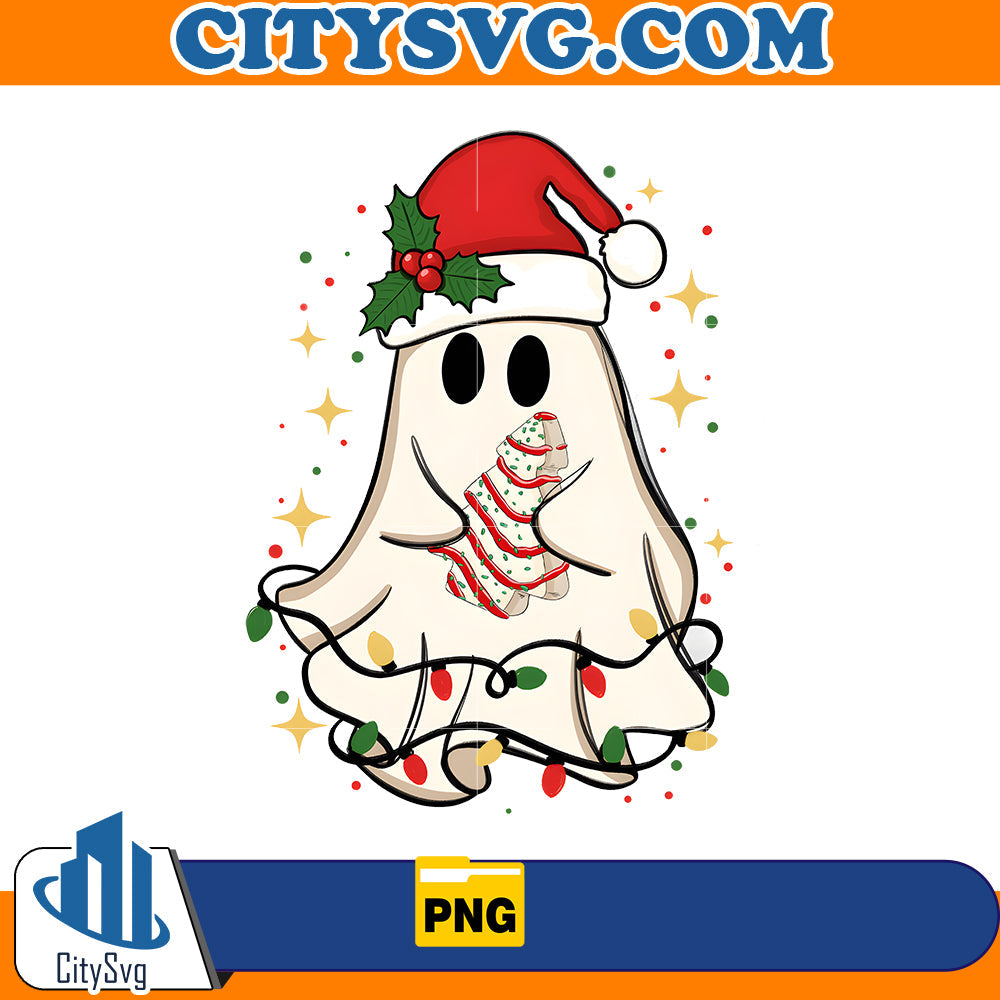 Cute Christmas ghost tree cake Png CitySvg