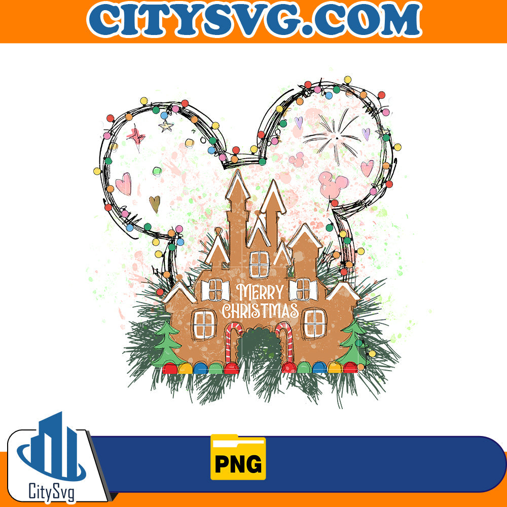 Mickey Gingerbread Castle Merry Christmas Png CitySvg