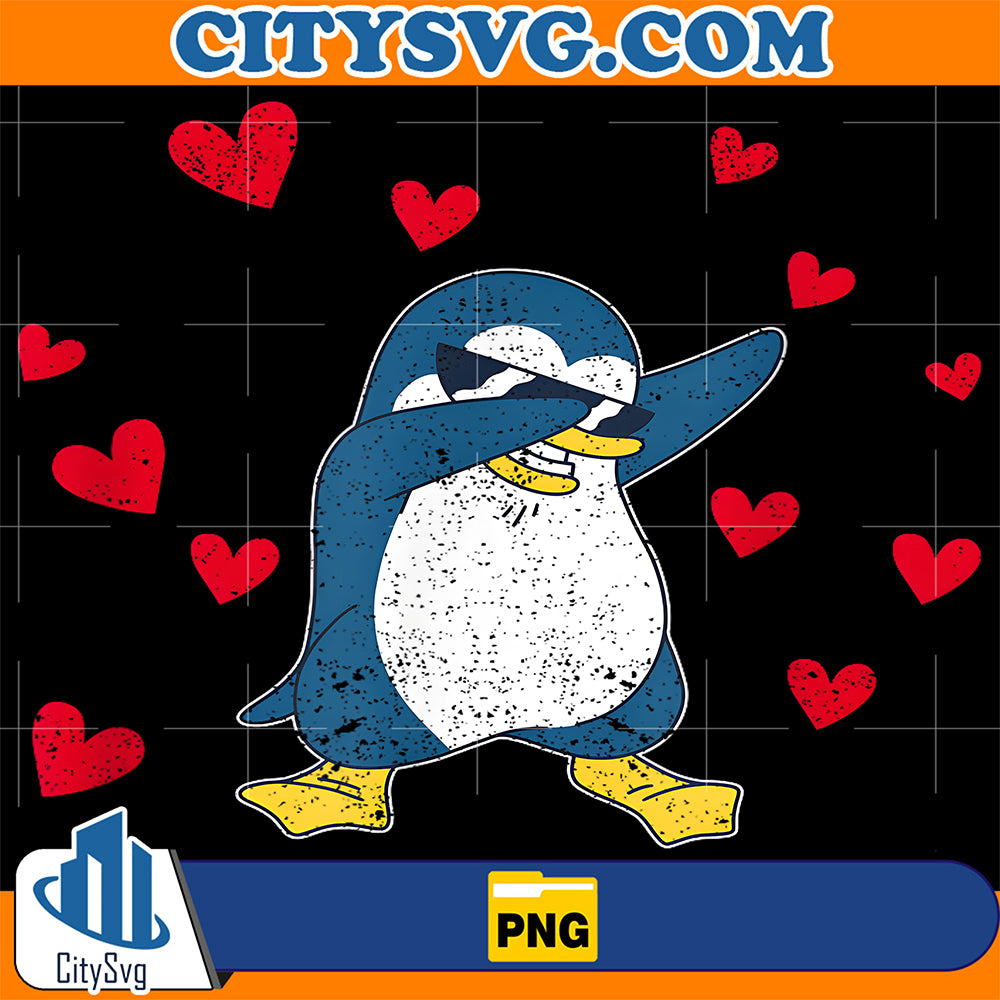 Dabbing Penguin Heart Valentine's Day Zoo Animal Bird Lover Png CitySvg