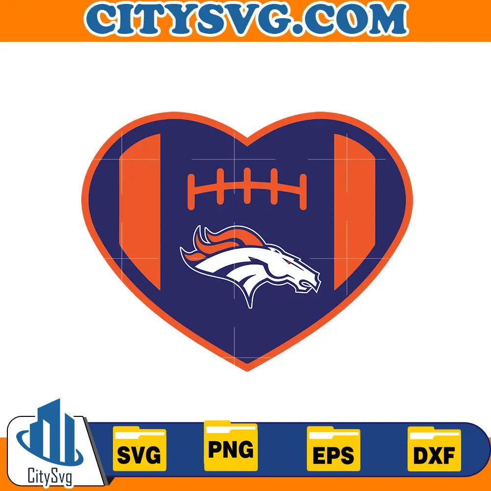 Heart Denver Broncos Svg CitySvg