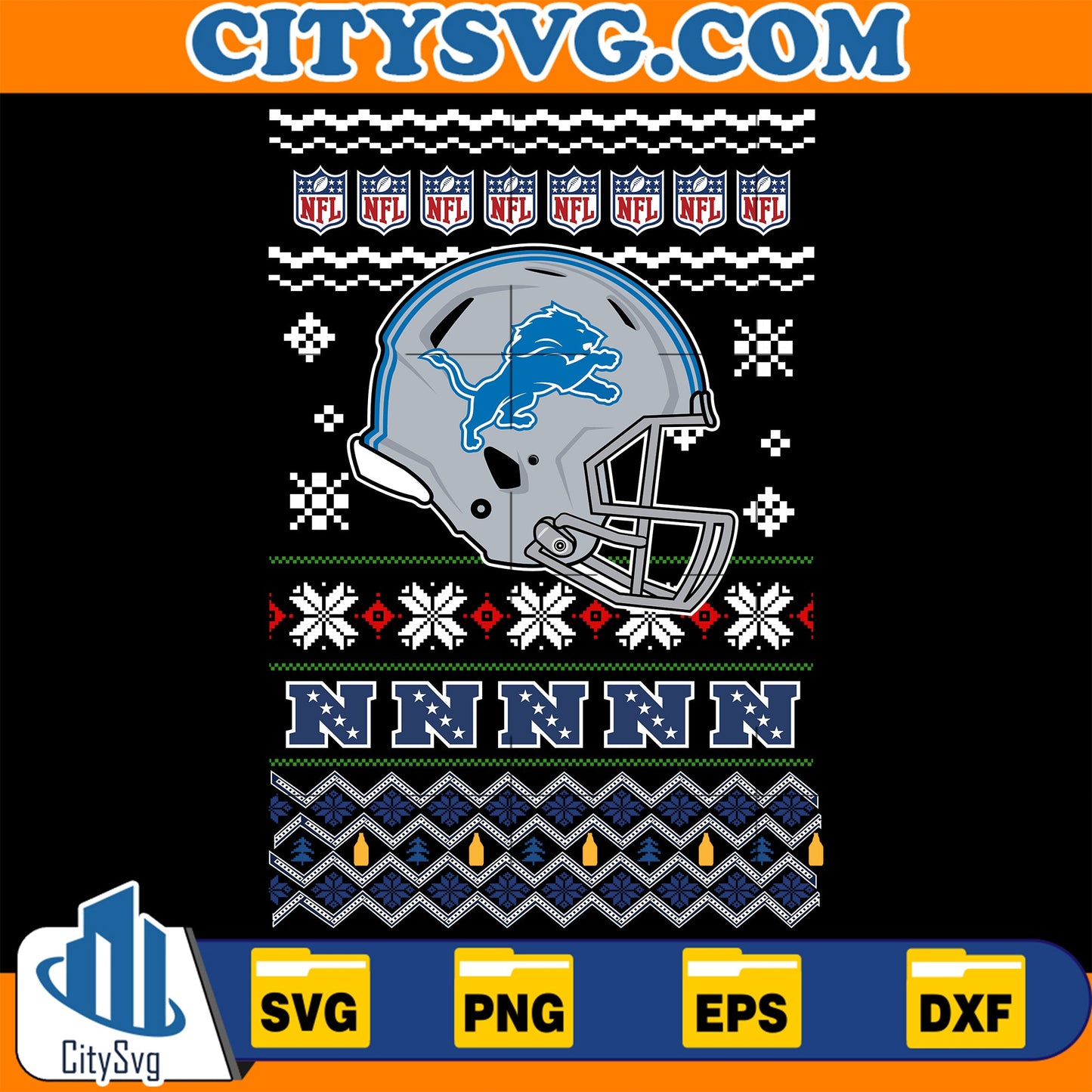 Detroit Lions Christmas Svg CitySvg