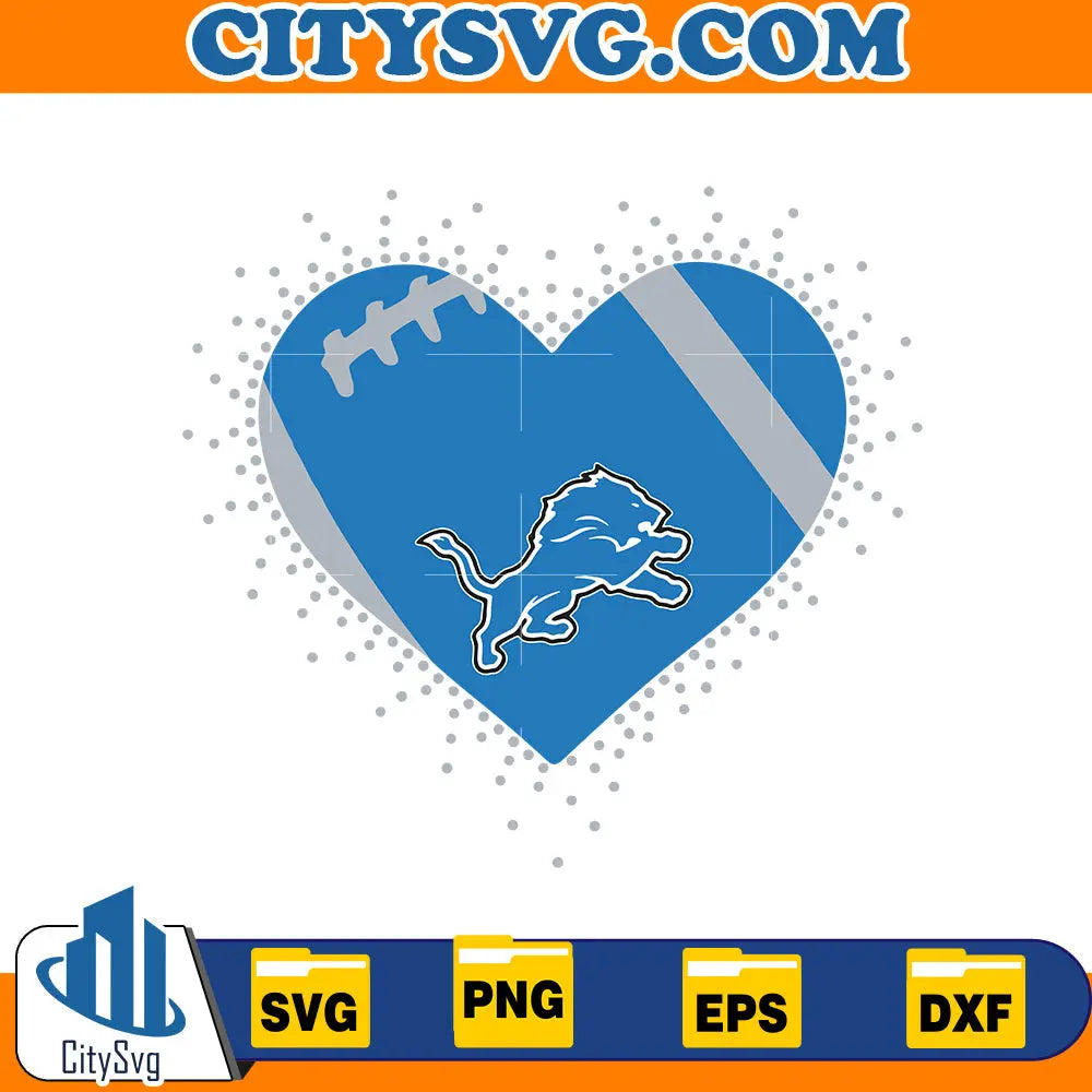 Heart Detroit Lions Svg CitySvg