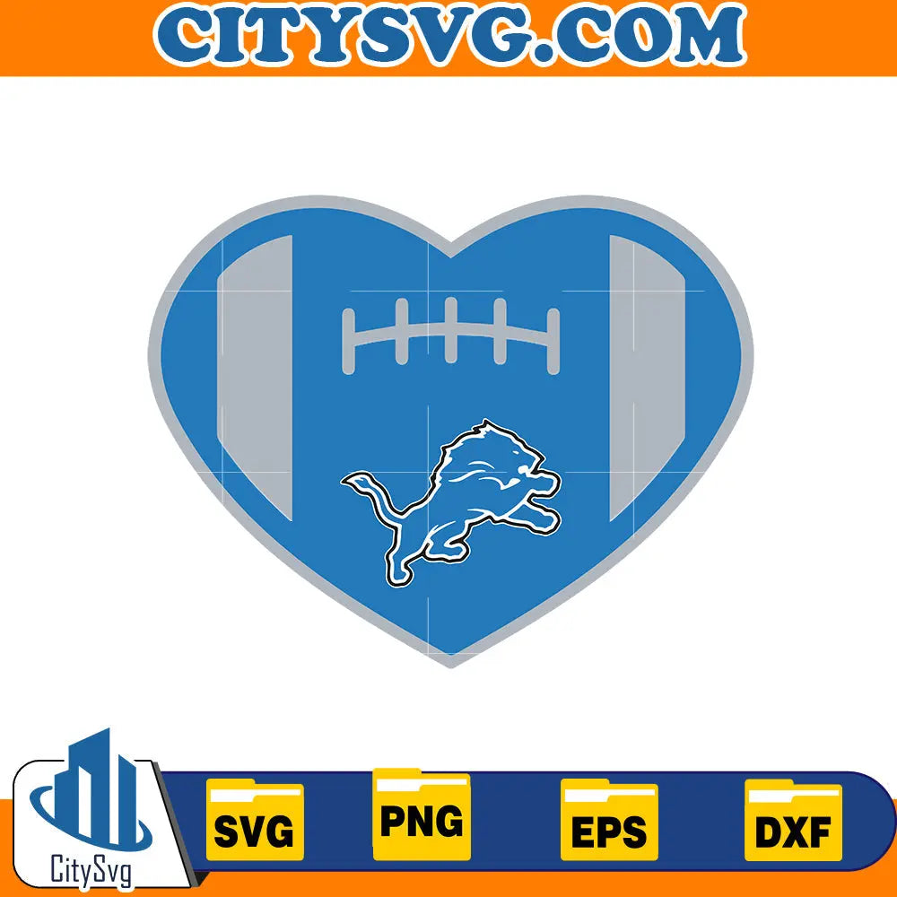 Heart Detroit Lions Svg CitySvg