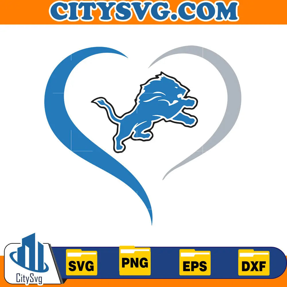 Heart Detroit Lions Svg CitySvg