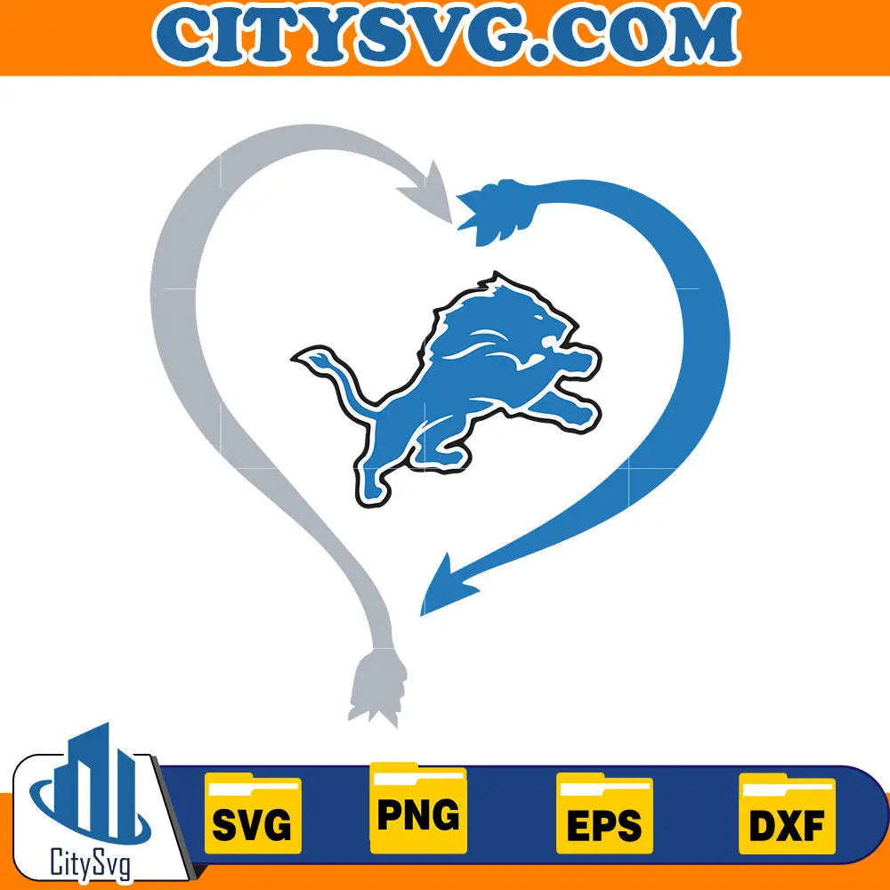 Heart Detroit Lions Svg CitySvg
