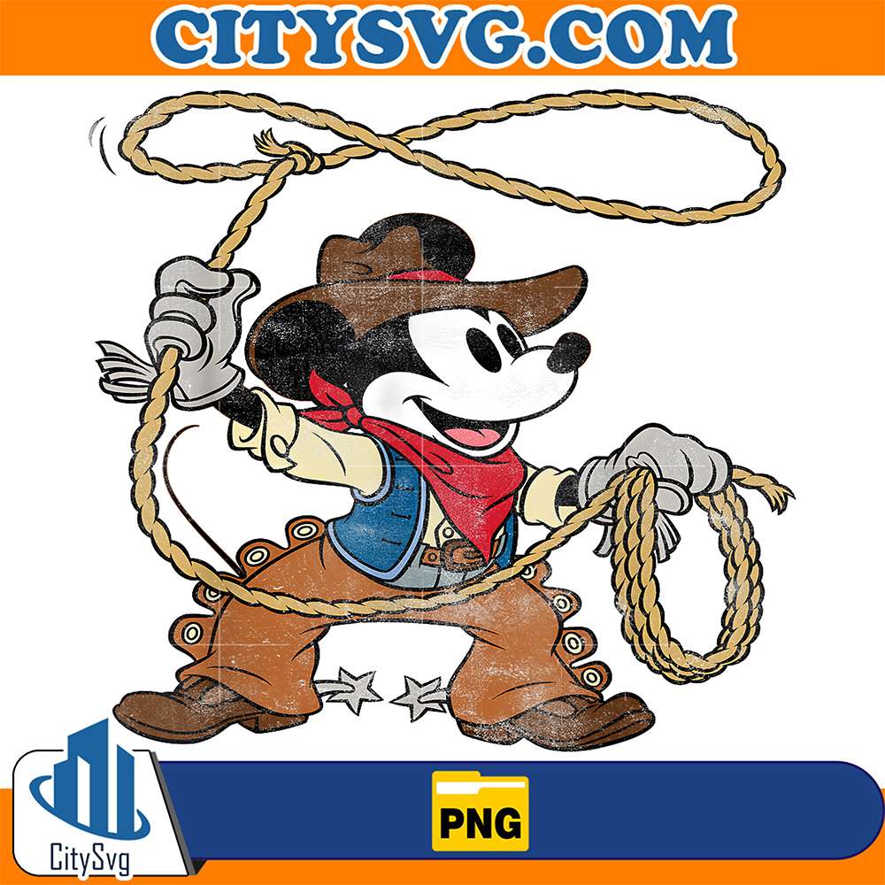 Disney-Mickey-Mouse-Cowboy-Costume-Western-Vintage-Look-Png