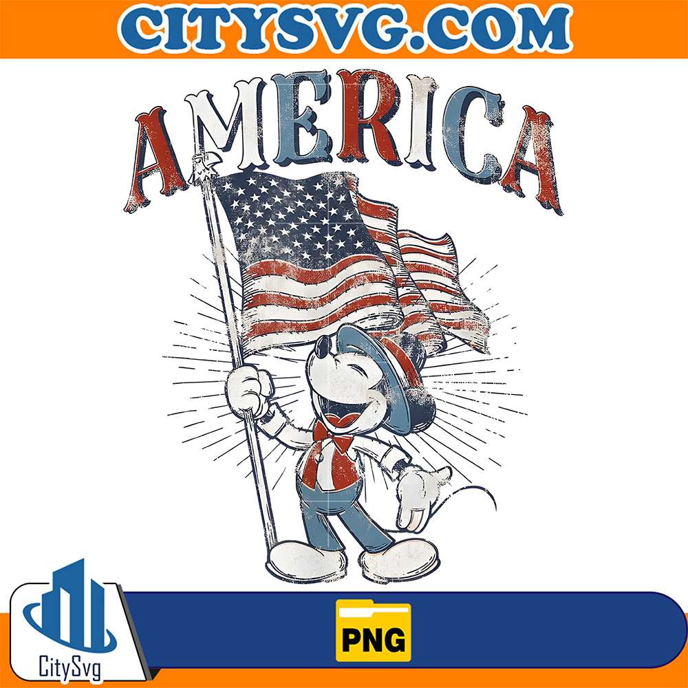 Disney-Mickey-Mouse-With-American-Flag-Usa-Png