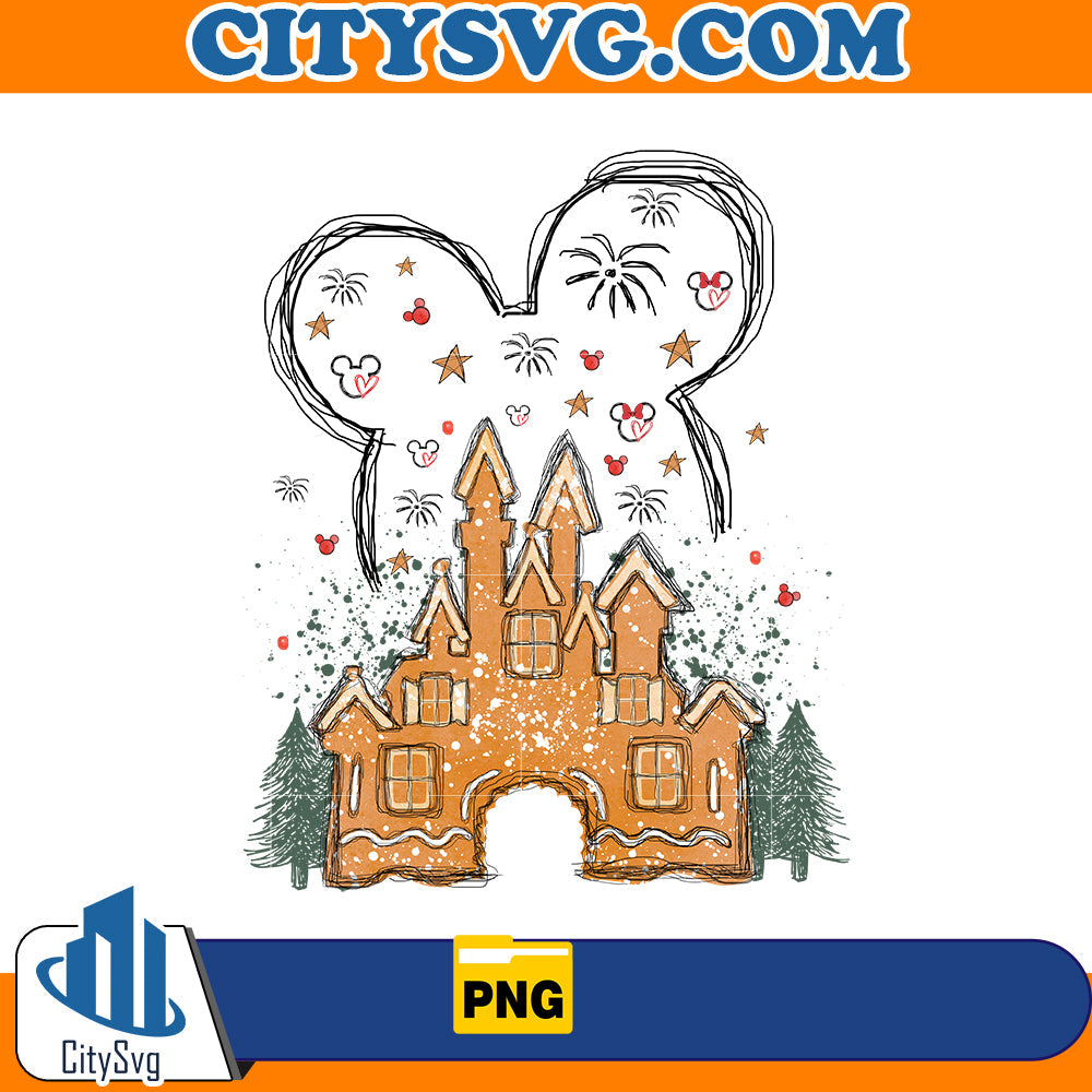 Mickey gingerbread Castle Chrsitmas Png CitySvg