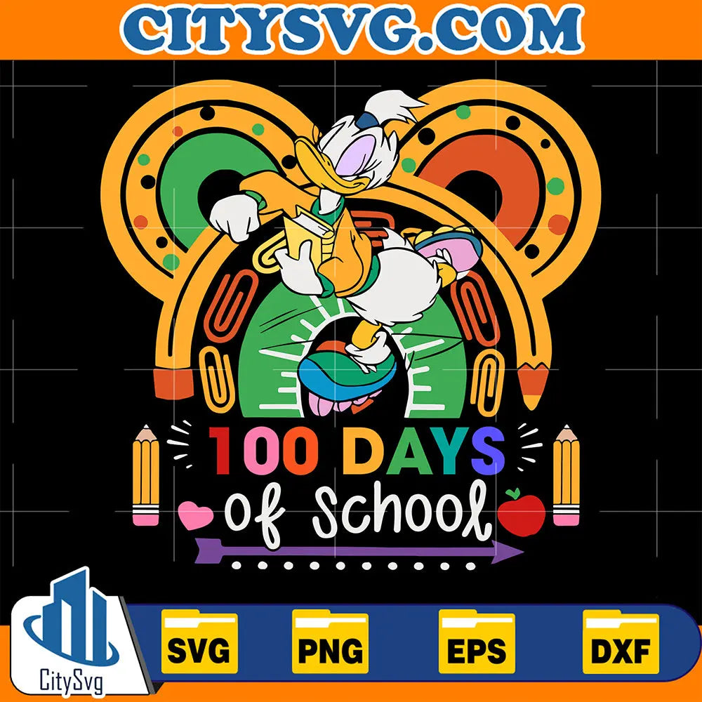 DisneyDonalDuck100DaysOfSchoolSvg
