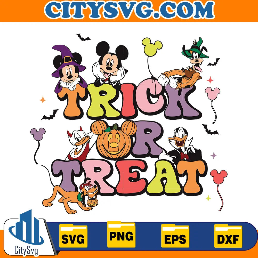 Disney Halloween Mickey and Friends Trick or Treat Svg CitySvg