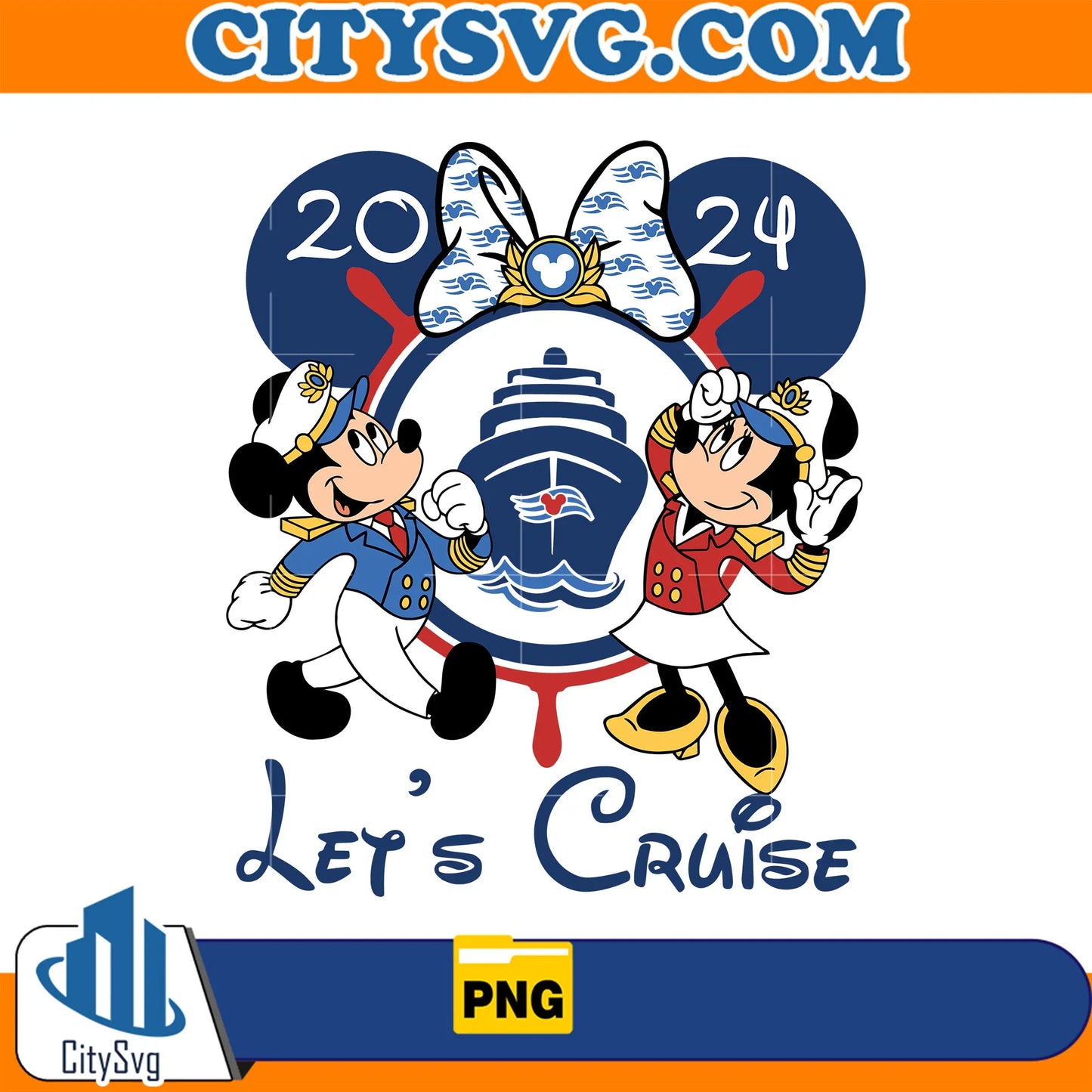 DisneyLetsCruise2024MickeyMinnieCaptainPng
