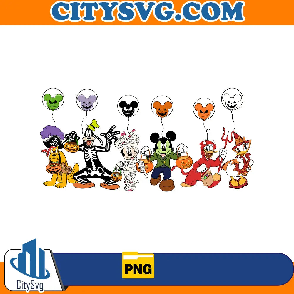 Disney Mickey and Friends Characters Halloween Balloons Png CitySvg