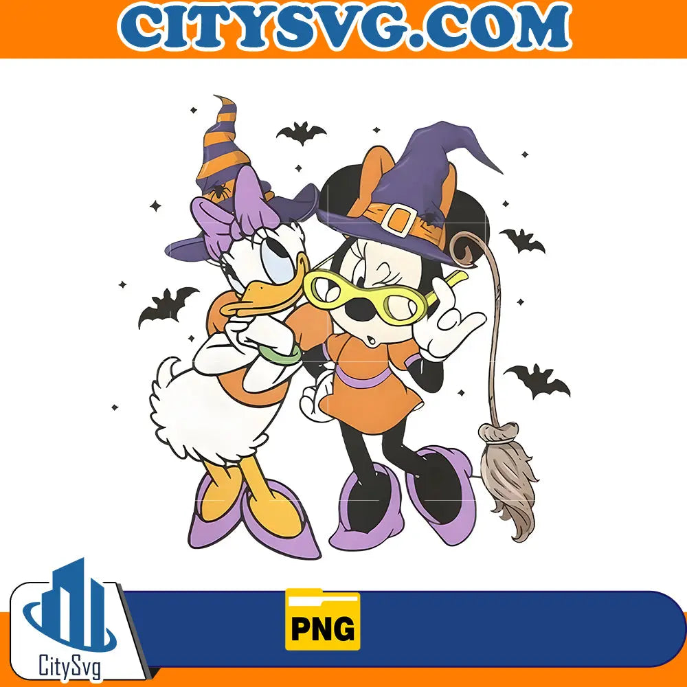 Disney Minnie and Daisy Witches Gotta Stitck Together Halloween Svg CitySvg