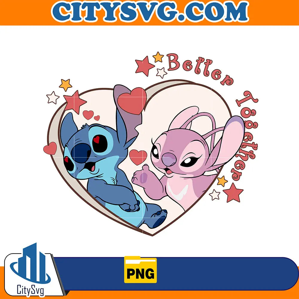 DisneyStitchAndAngelBetterTogetherValentinePng