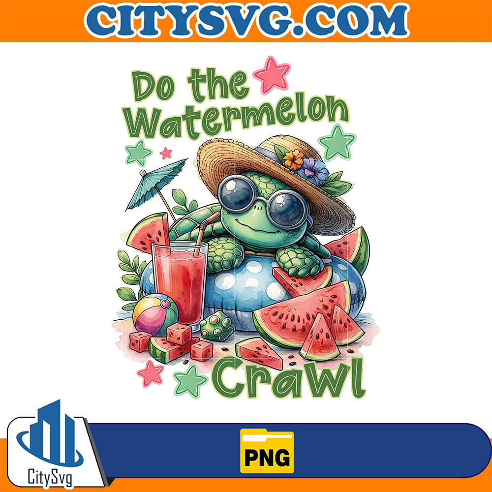 Do-The-Watermelon-Crawl-Cute-Summer-Turtle-Png