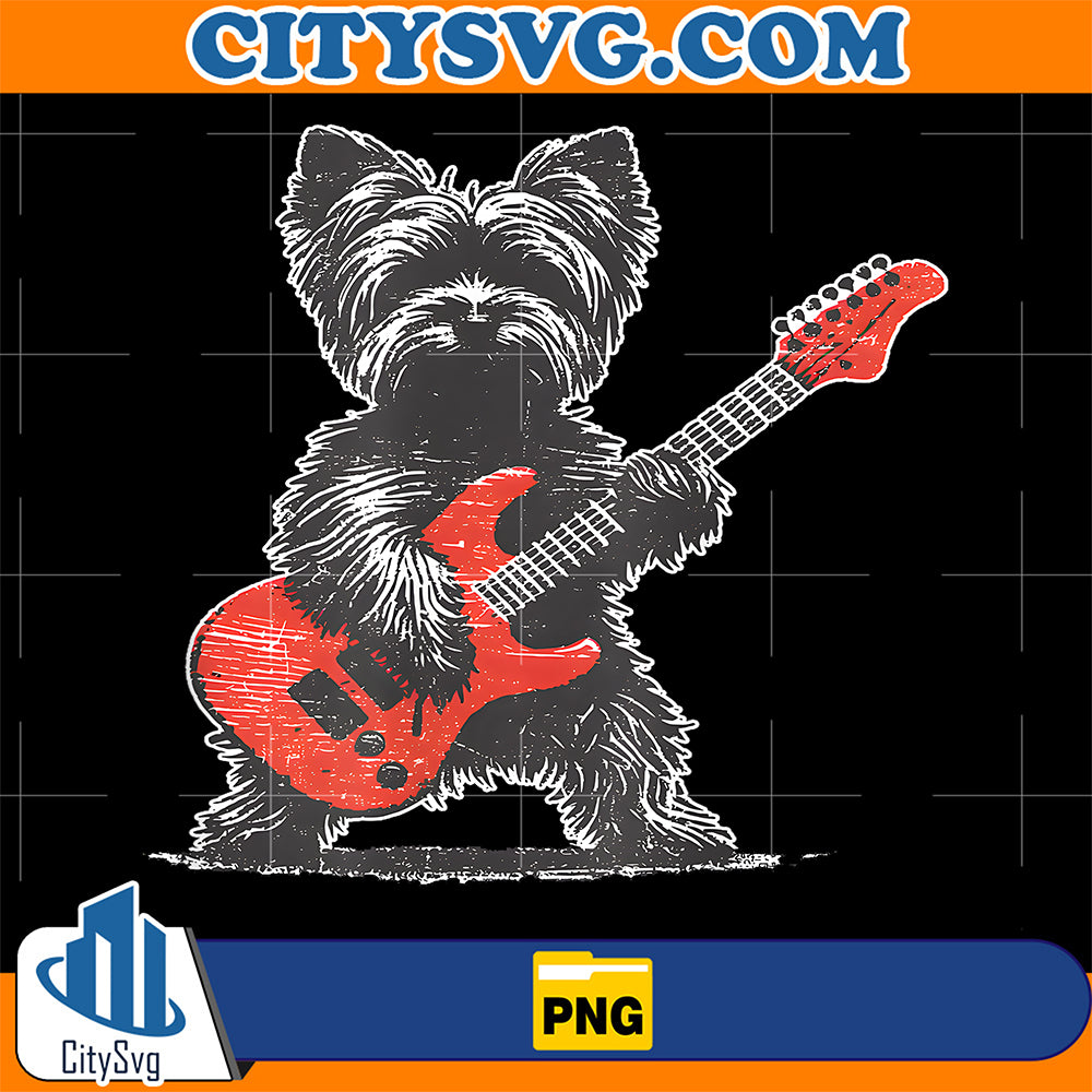Dog-Yorkie-Rock-Guitar-Png