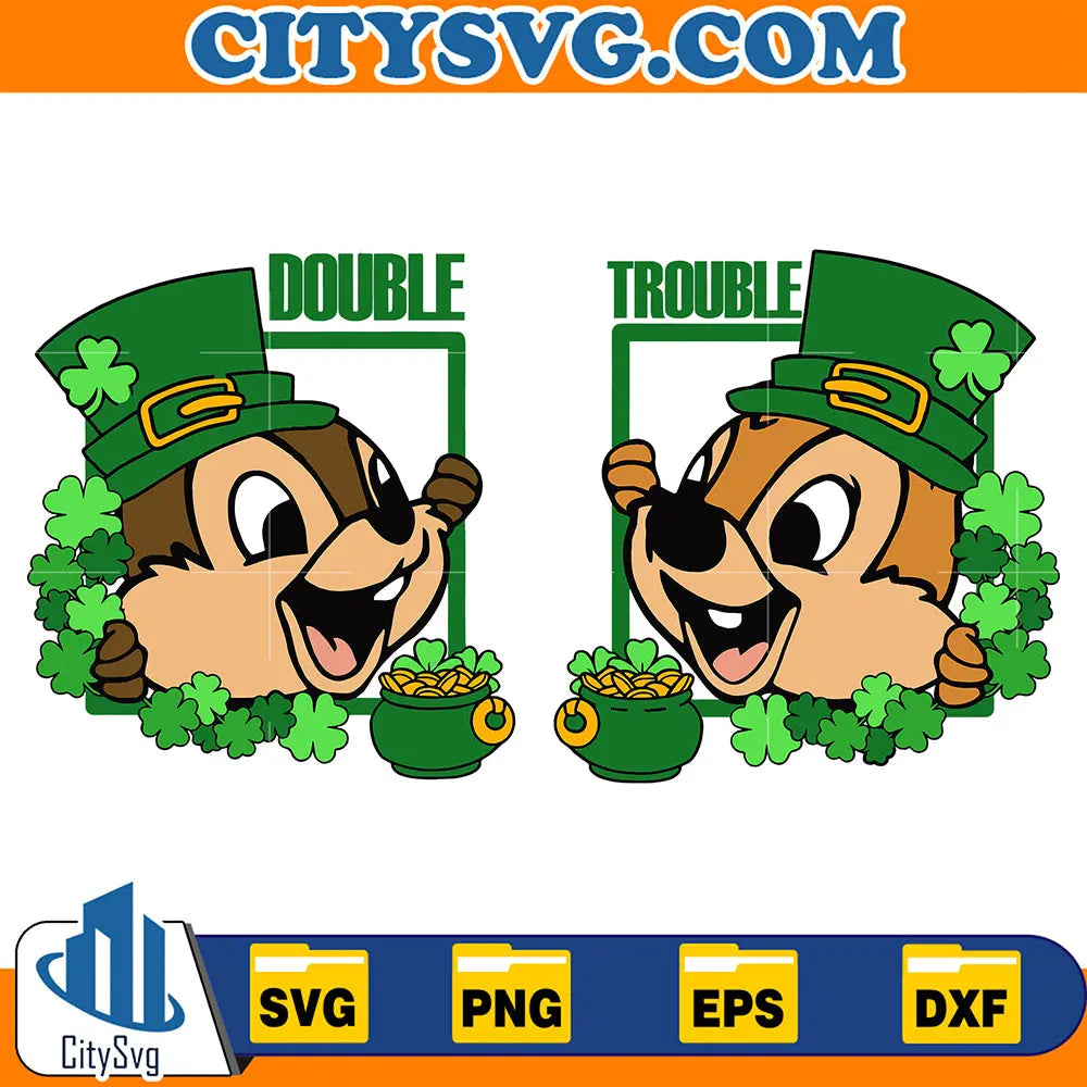 DoubleTroubleFunnyStPatricksDayShamrockSvg