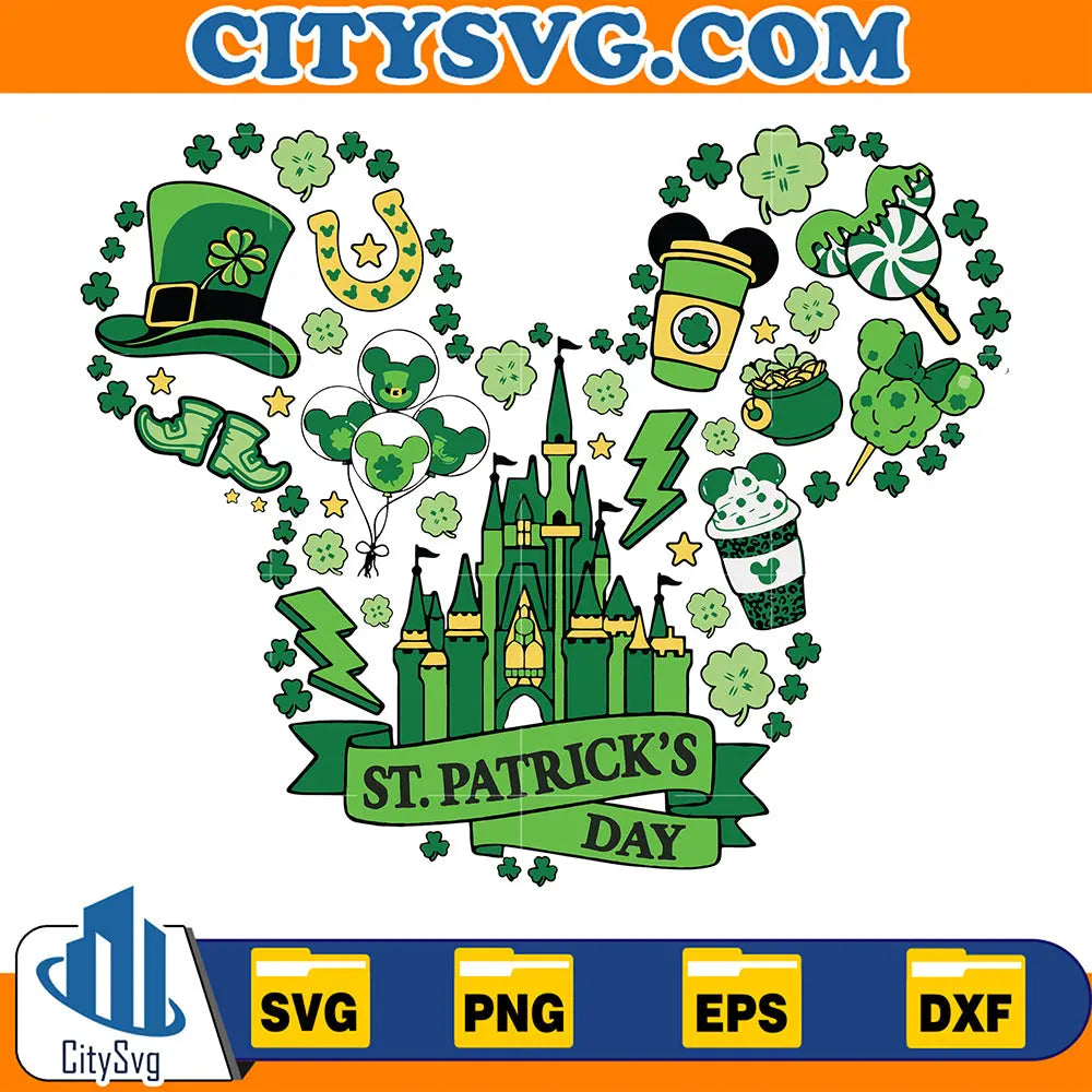 DrinkAndFoodSaintPatricksDayMickeyHeadShamrockSvg