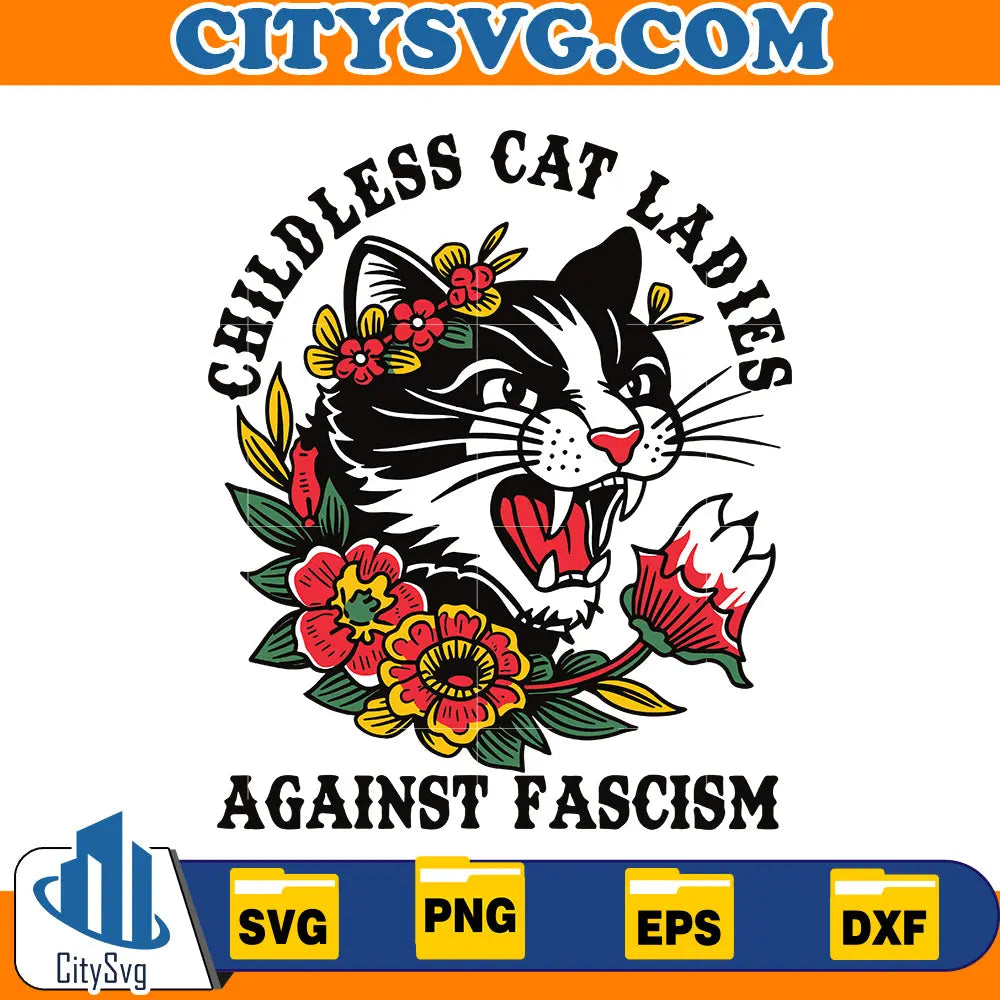 Childless Cat Ladies Against Fascism SVG, Election 2024 CitySvg