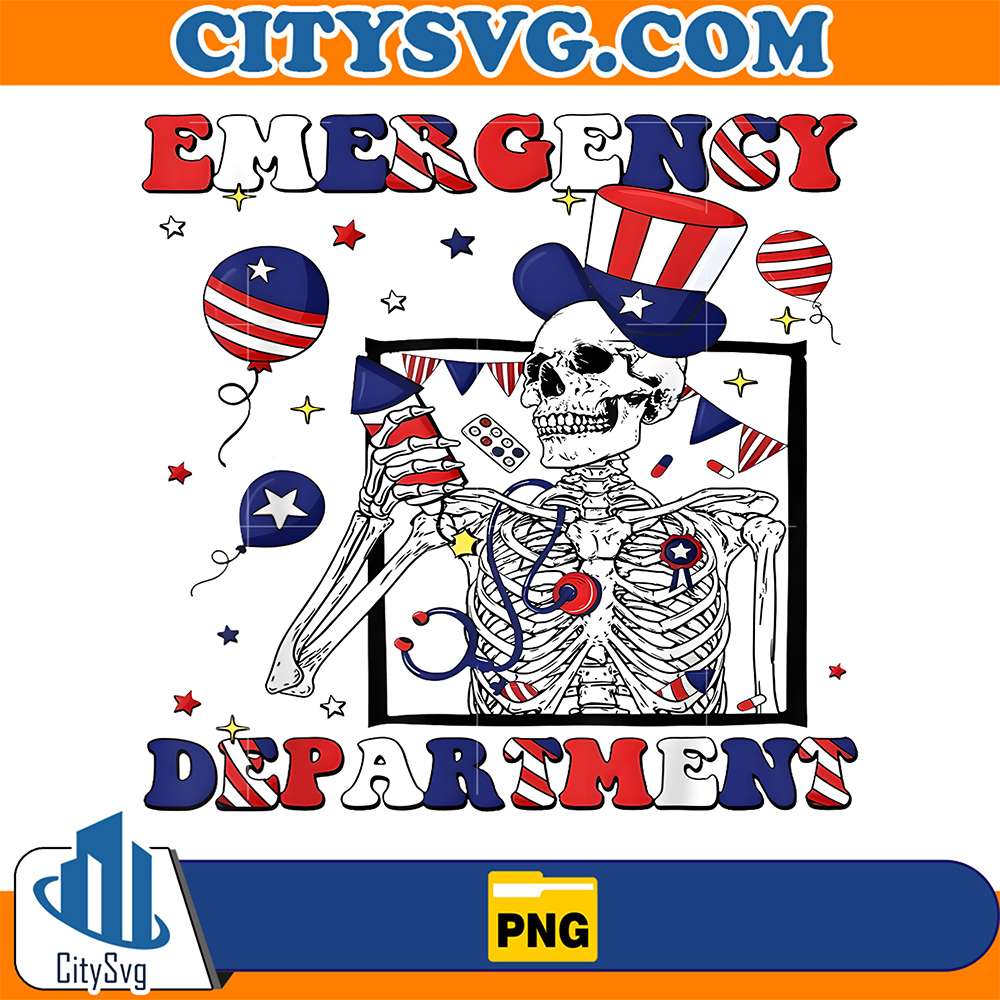 Emergency-Department-Room-4th-Of-July-USA-ER-Nurse-Skeleton-Png