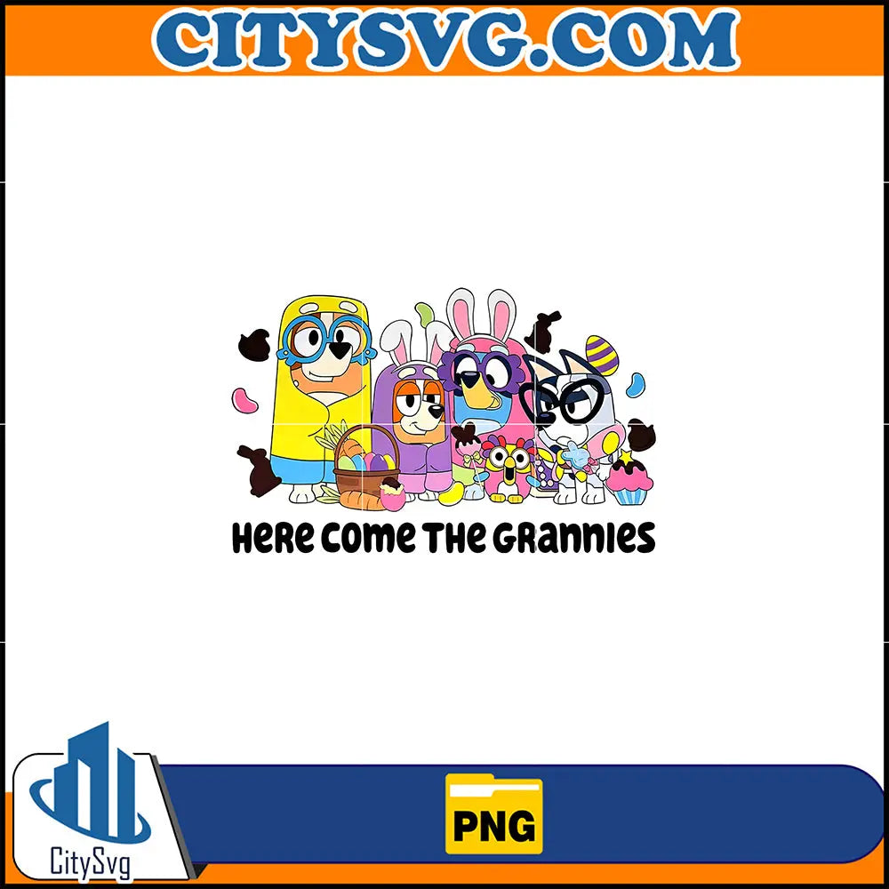 FamilyBlueyHereComeTheGranniesPng