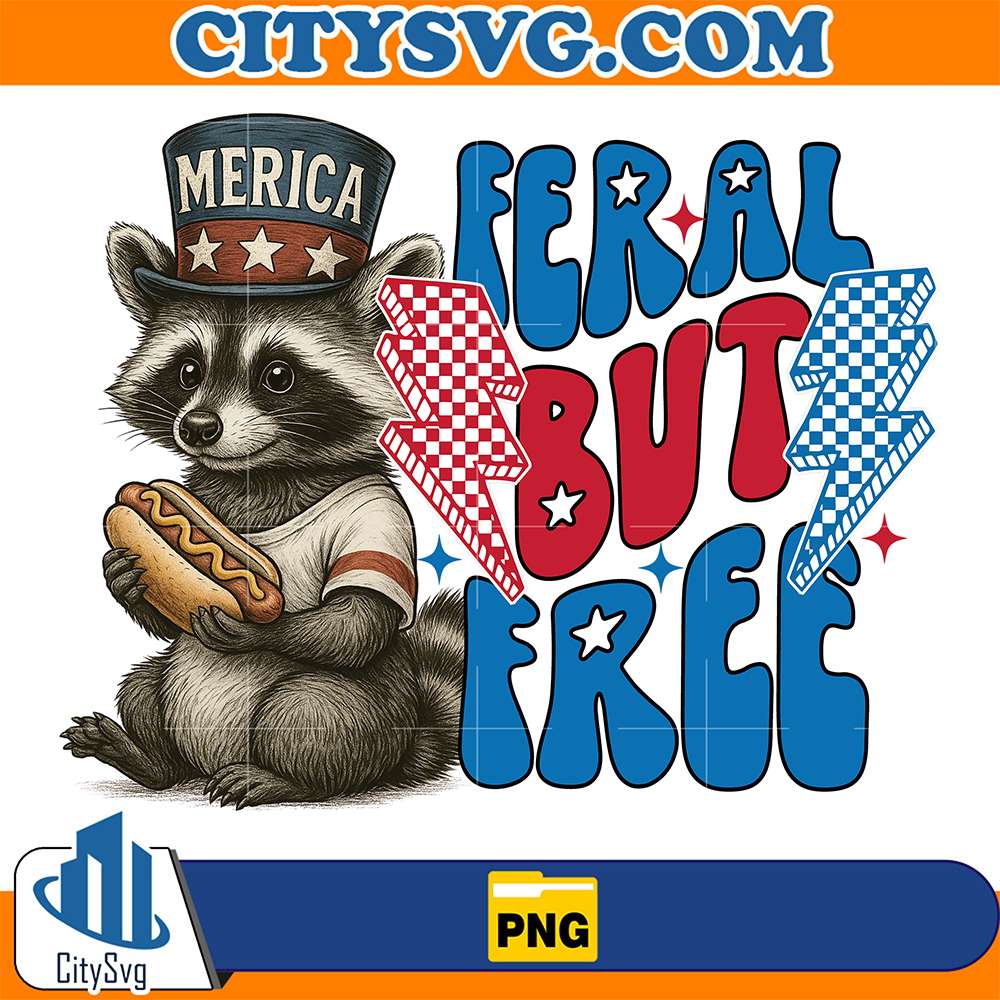 Feral-But-Free-Raccoon-4th-Of-July-Png-3