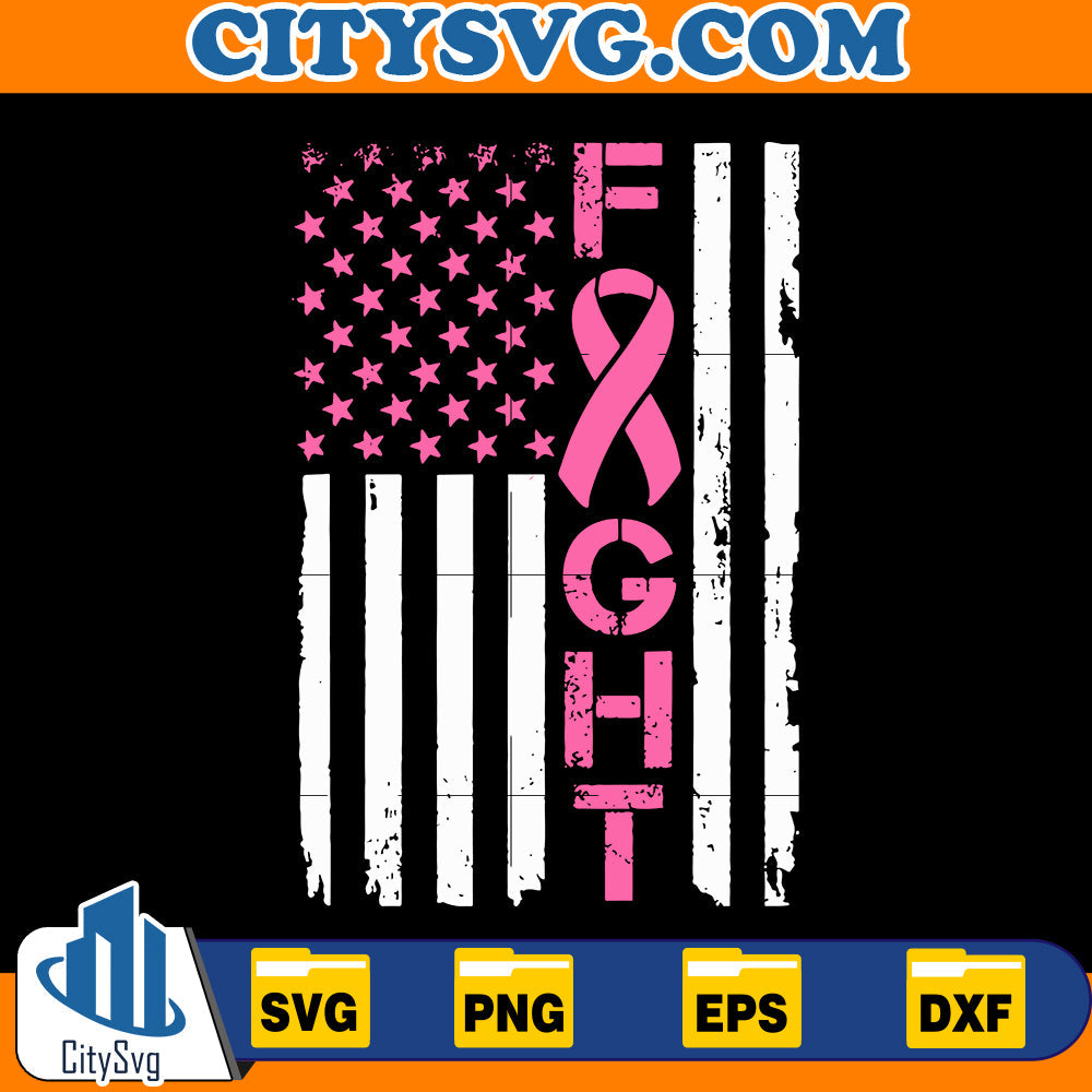Fight breast cancer American Flag Svg CitySvg