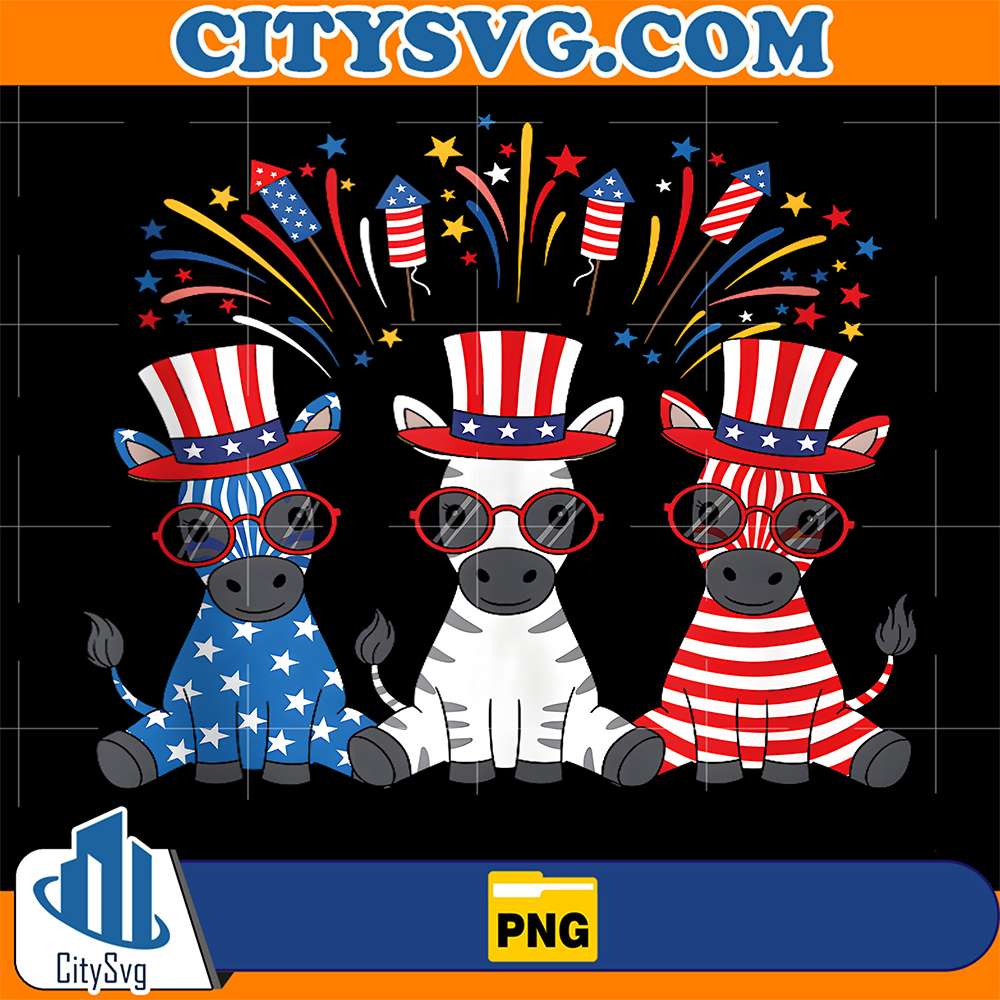 Fireworks-Zebra-American-USA-Flag-4th-Of-July-Png