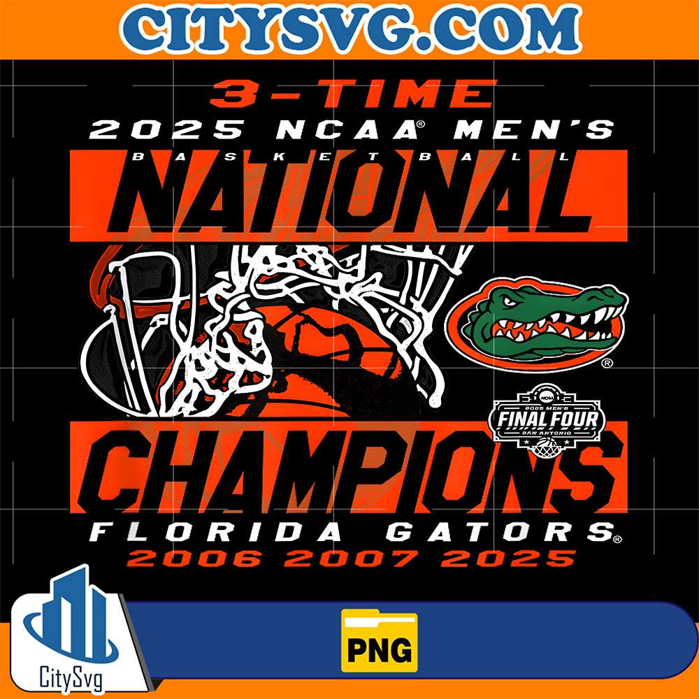 Florida Gators National Champs 2025 Men's Basketball Png CitySvg