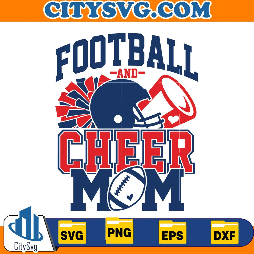 Football and Cheer Mom Svg CitySvg
