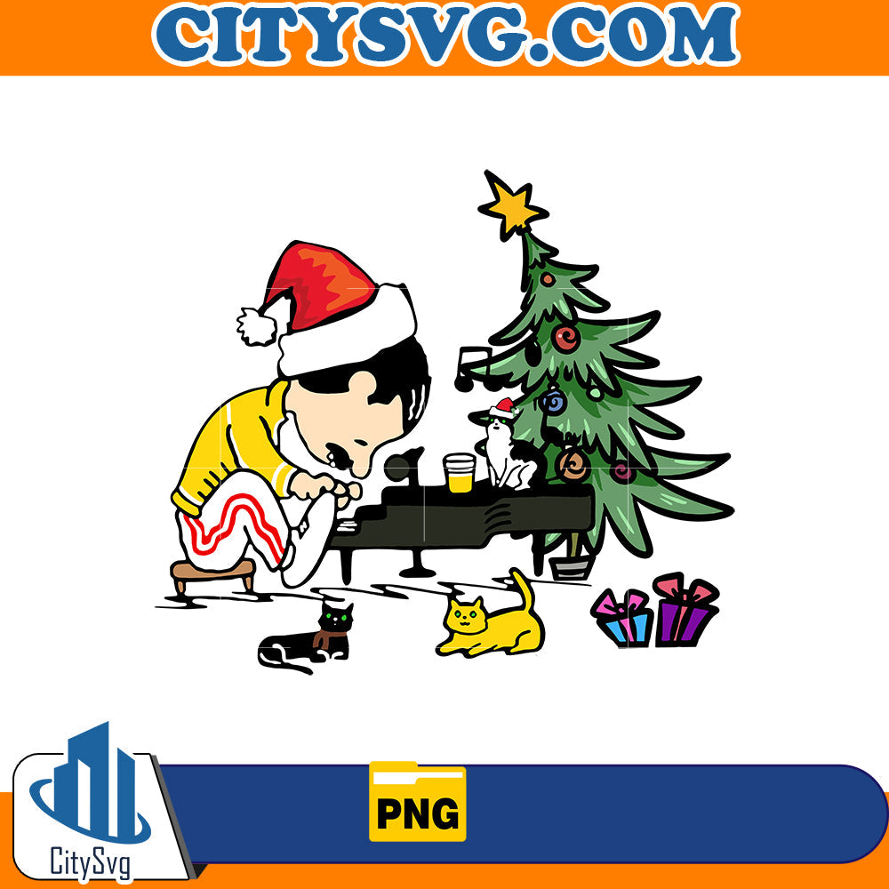 Freddie Mercury And His Cats Christmas Png CitySvg