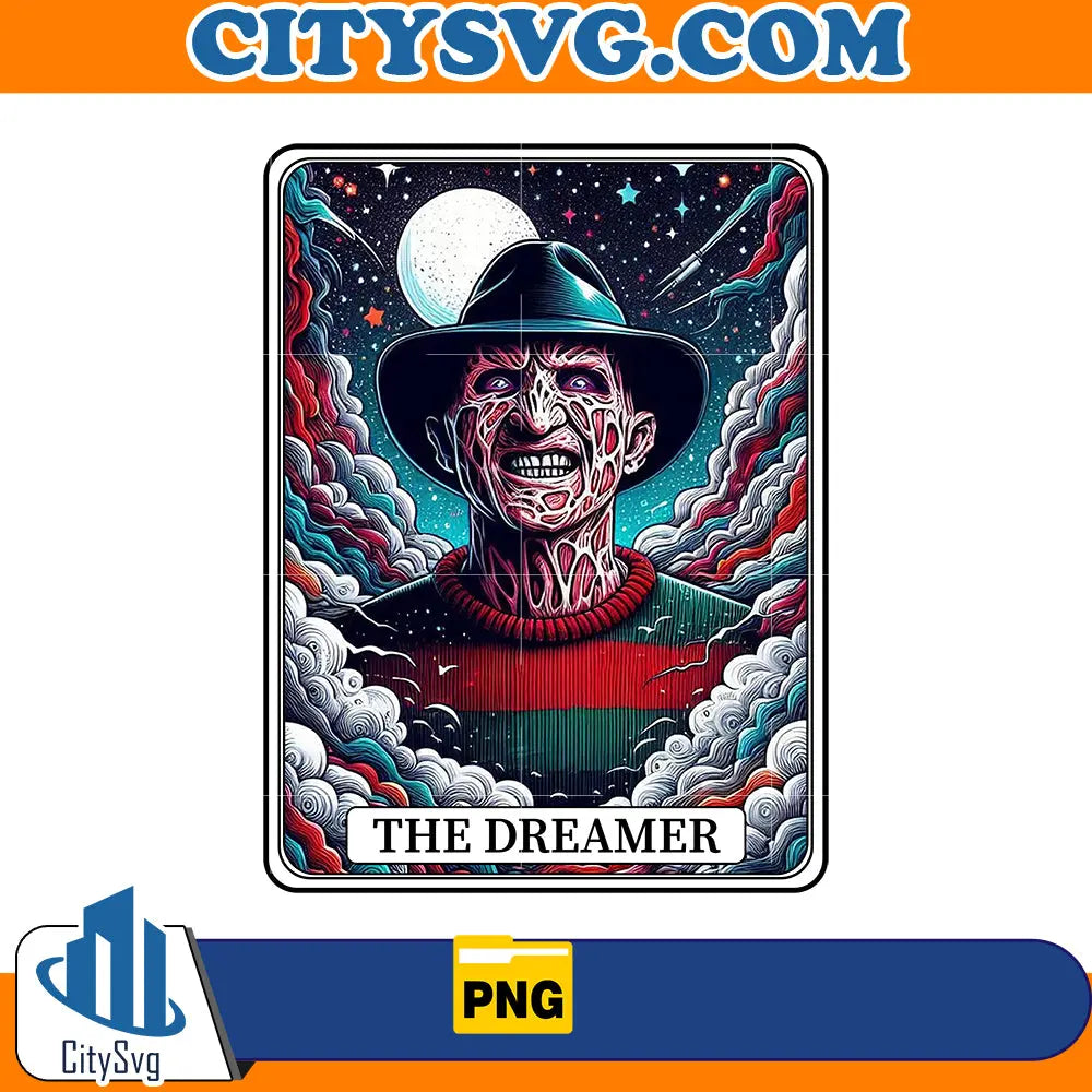 Horror tarot card Freddy Krueger The Dreamer Png CitySvg