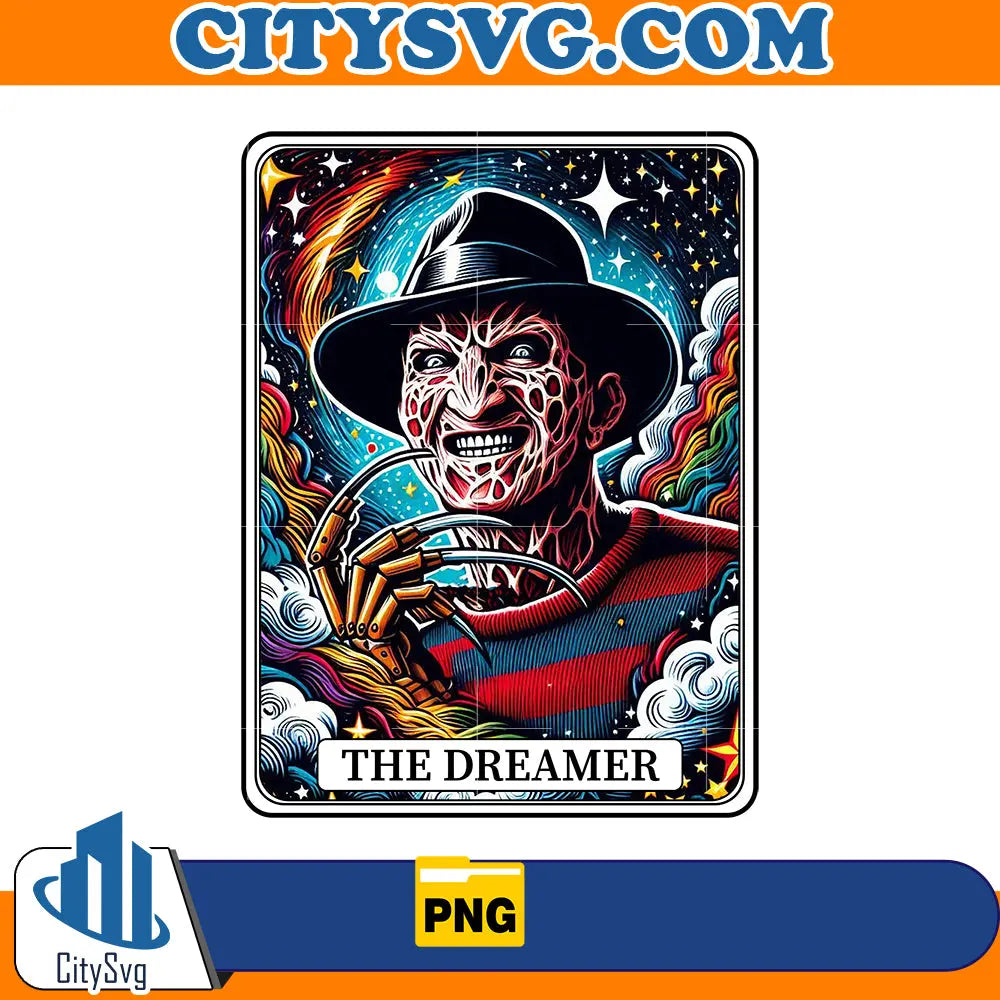 Horror tarot card Freddy Krueger The Dreamer Png CitySvg