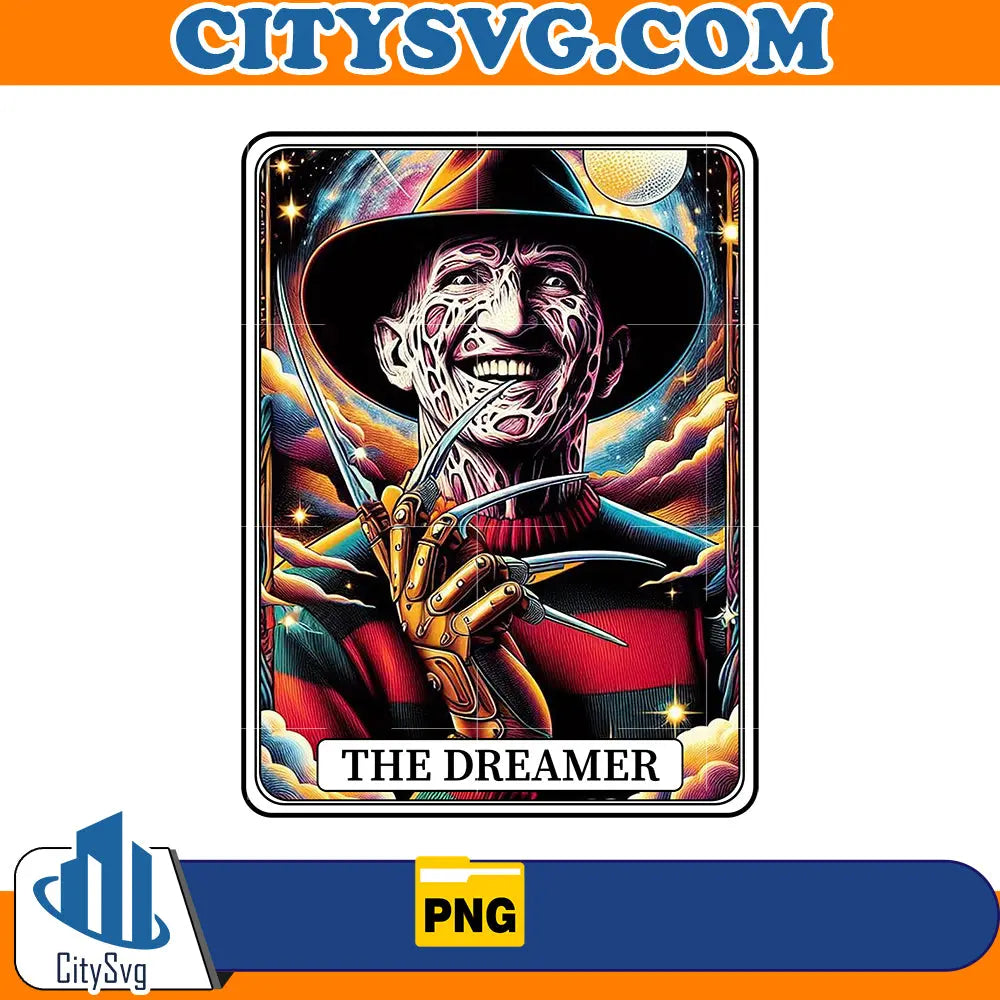 Horror tarot card Freddy Krueger The Dreamer Png CitySvg