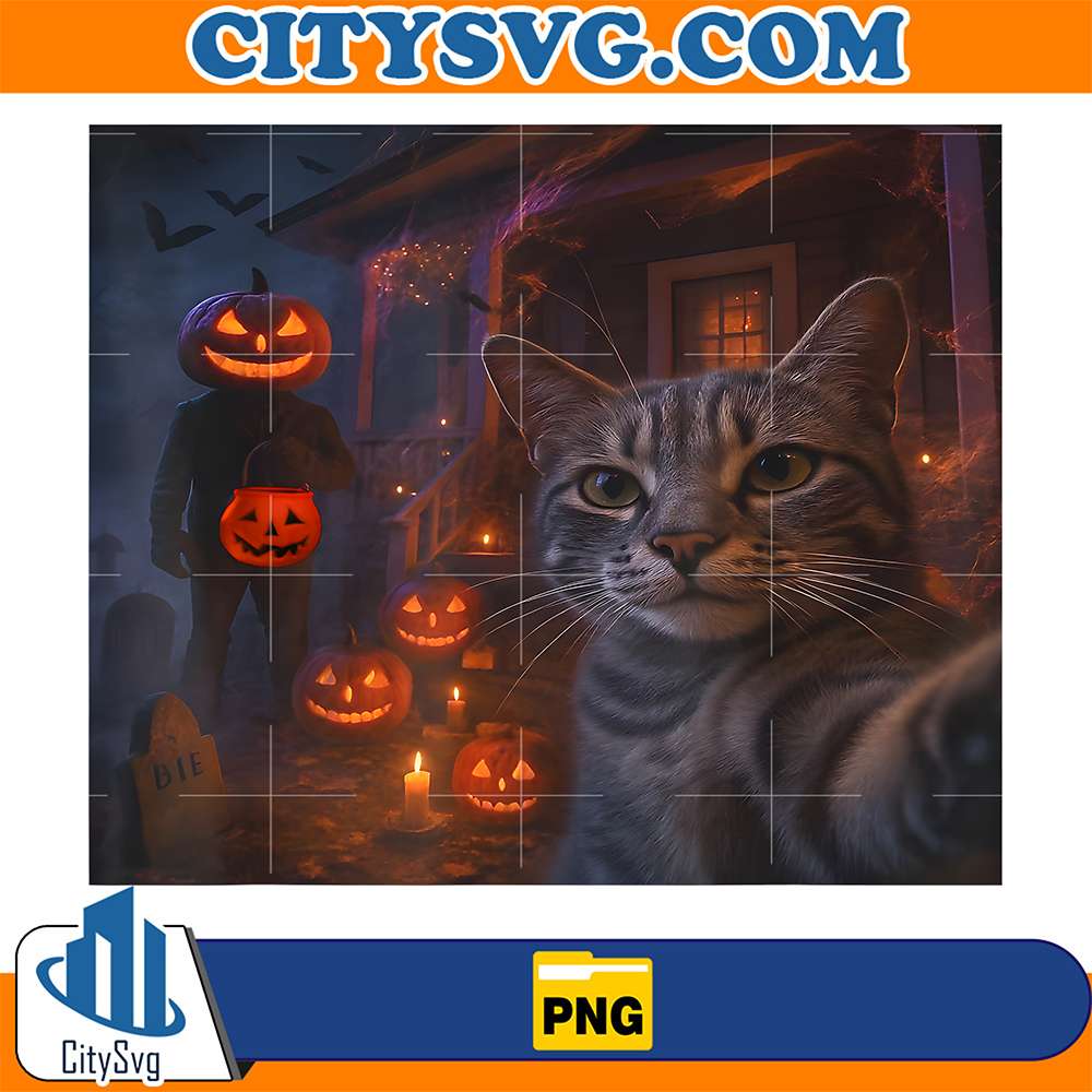 Funny-Cat-Selfie-With-Jack-O-Lantern-Halloween-Png
