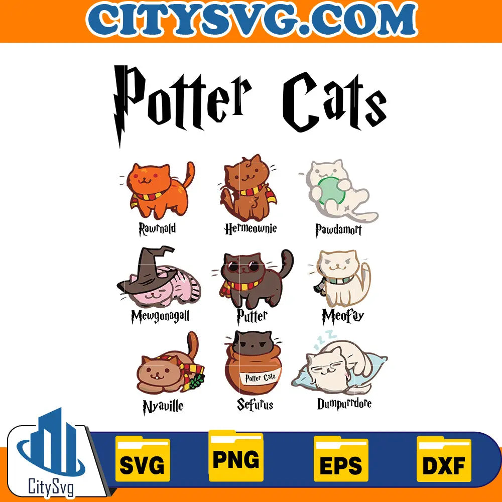 Funny Potter Cats svg CitySvg