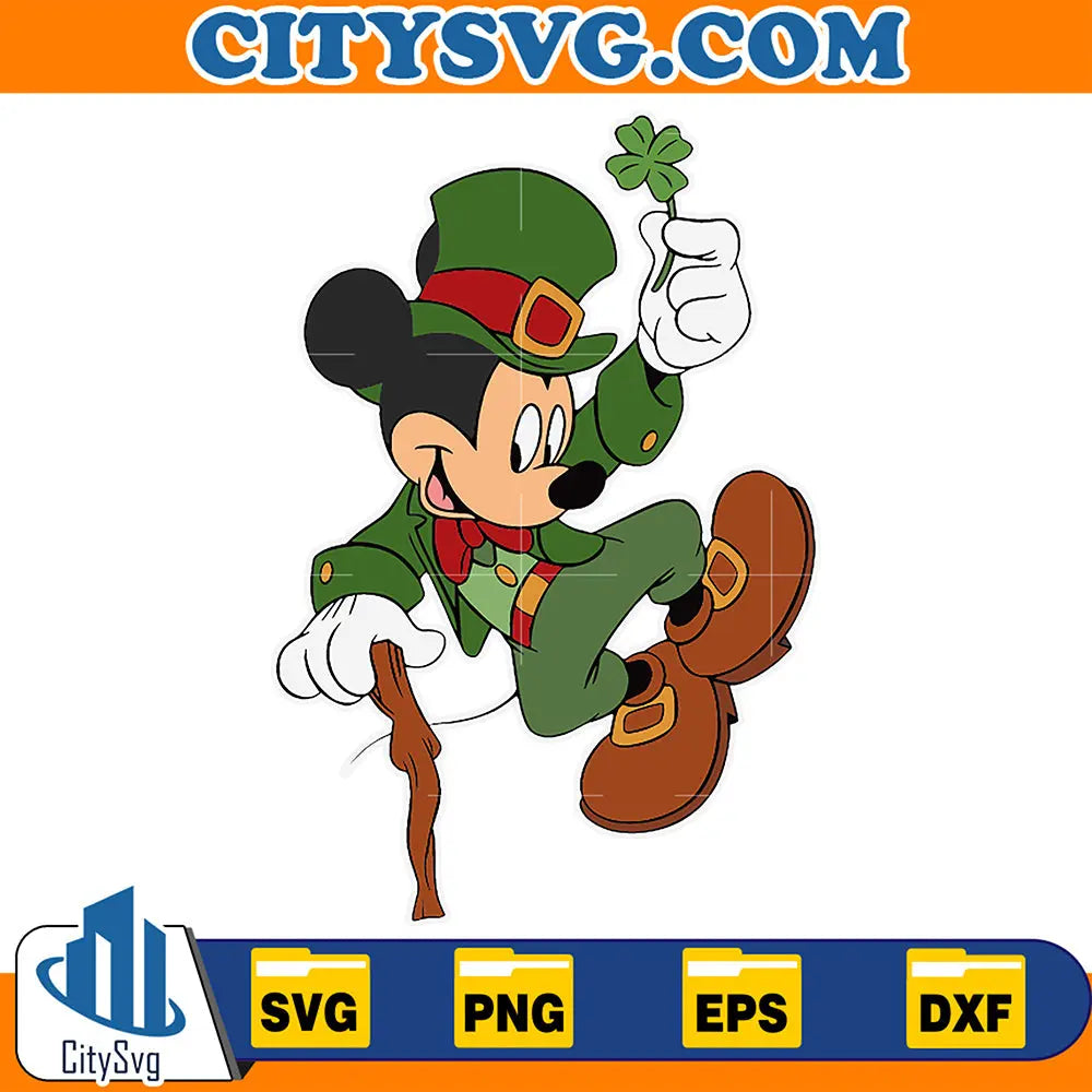 FunnyMickeyMouseStPatricksDayShamrockSvg