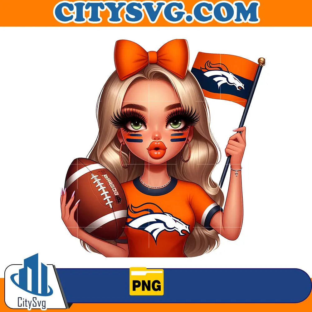 Girl hold flag Denver Broncos Png