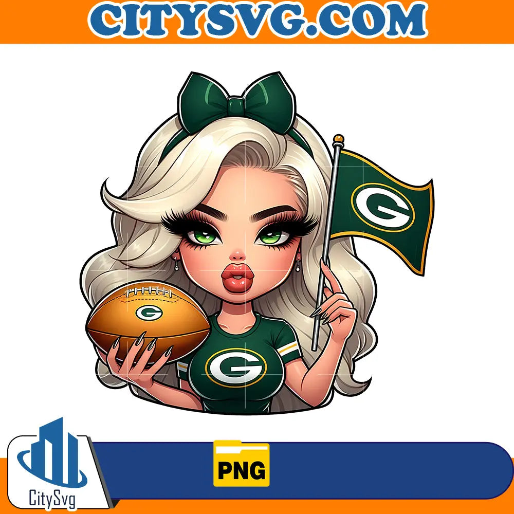 Girl hold flag Green Bay Packers Png