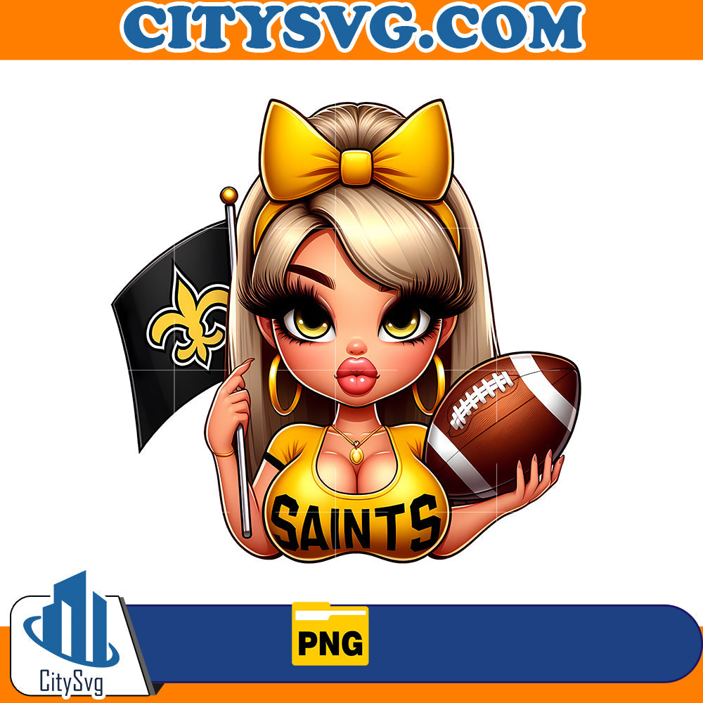 Girl hold flag New Orleans Saints Png CitySvg