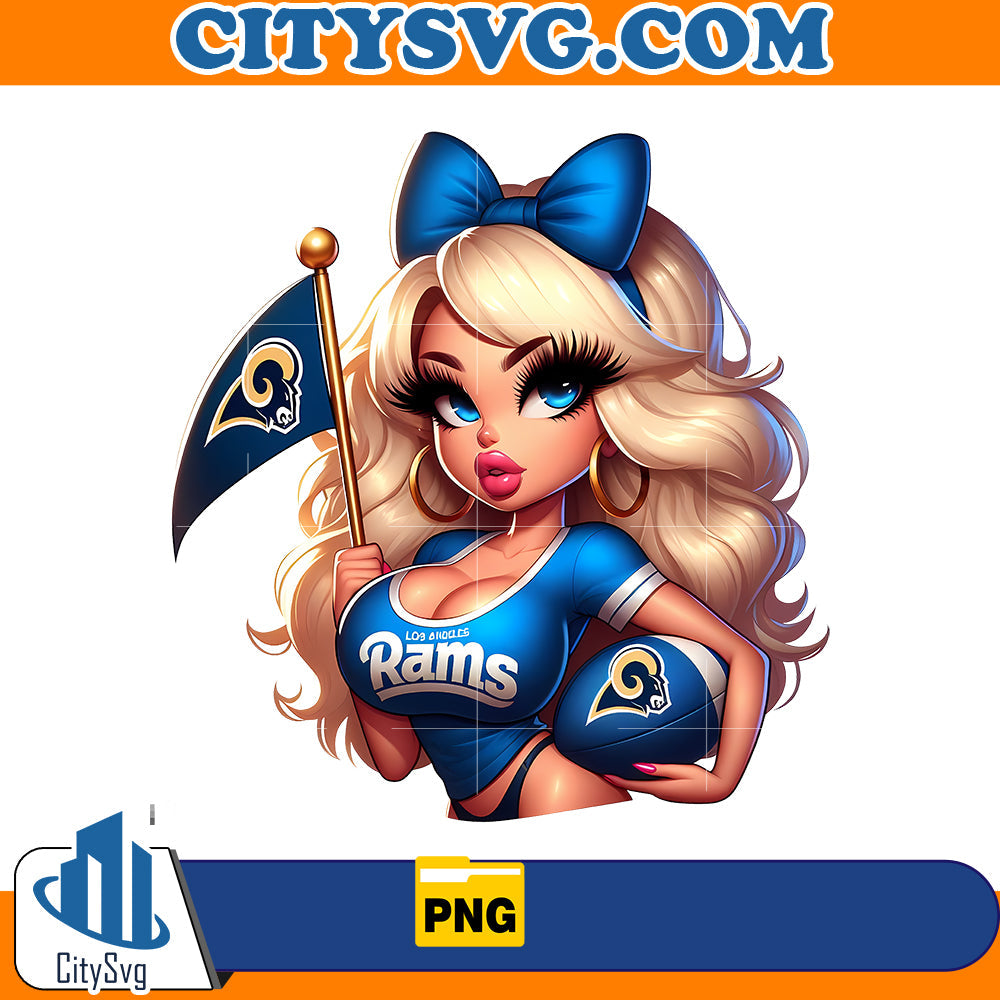 Girl hold flag Los Angeles Rams Png CitySvg